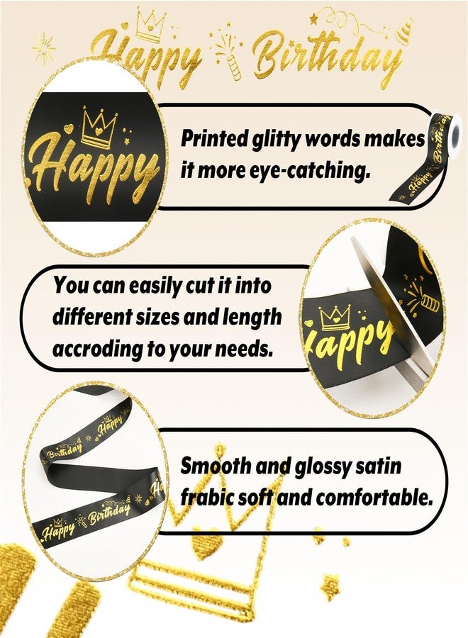 Homakover Happy Birthday Ribbon Birthday Decorations Gift Box Wrapping, Glitter Black Satin Ribbon for Crafts, Banner Making and Cake Decor, 2 Inch x 10 Yards - Image 4